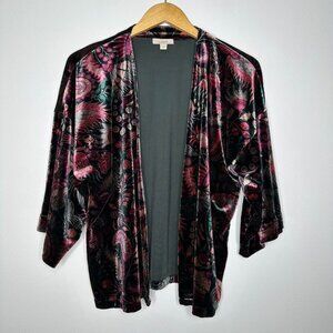 Loft Velvet Kimono Cardigan Masquerade Floral Topper OS Whimsigoth